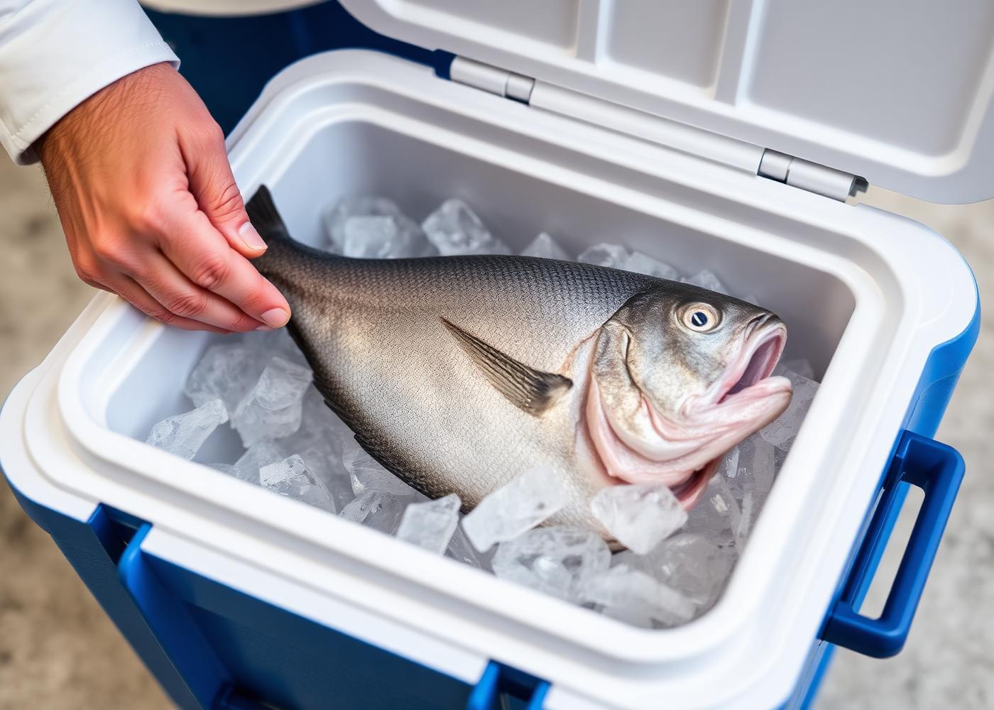 Fresh fish packed into an insulated cooler
